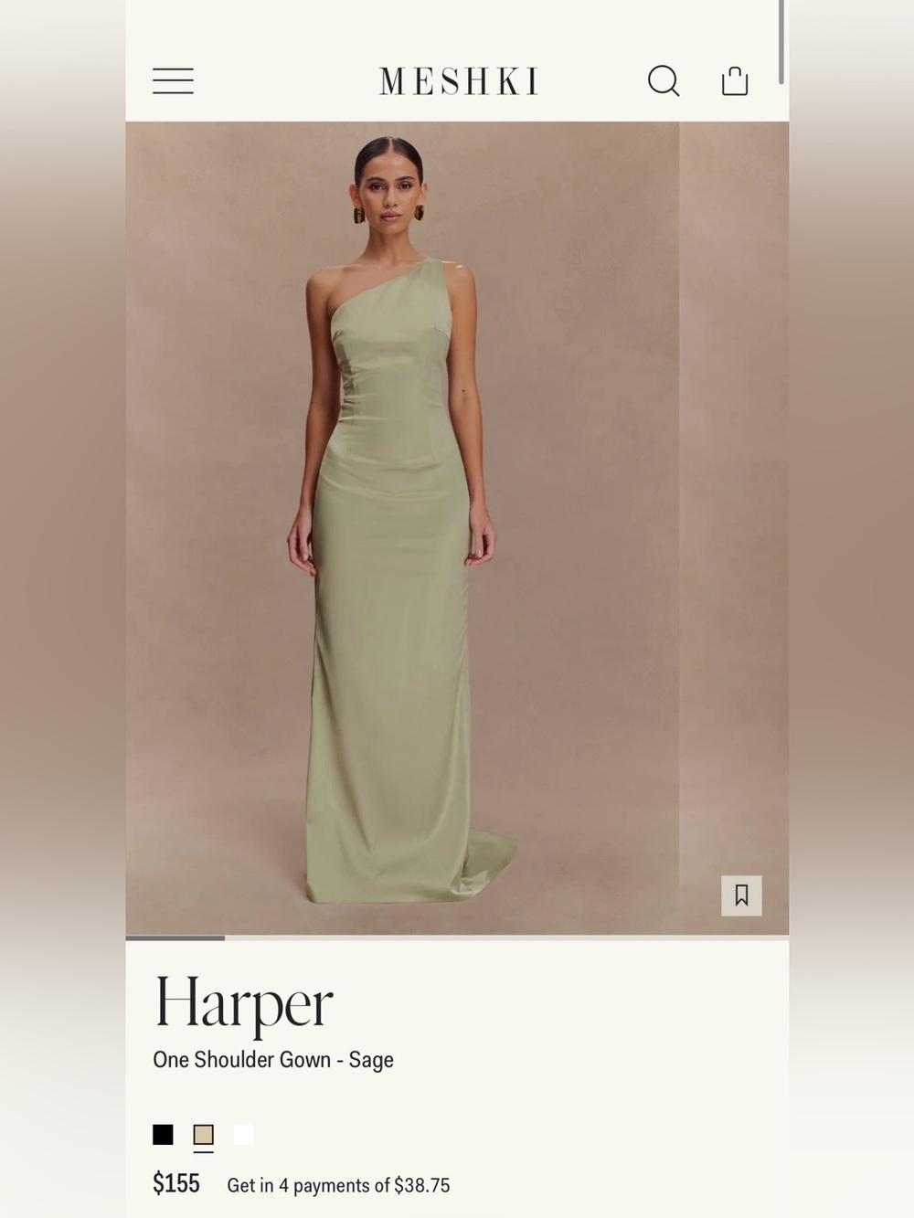 Harper One-Shoulder Dress Sage **Altered**